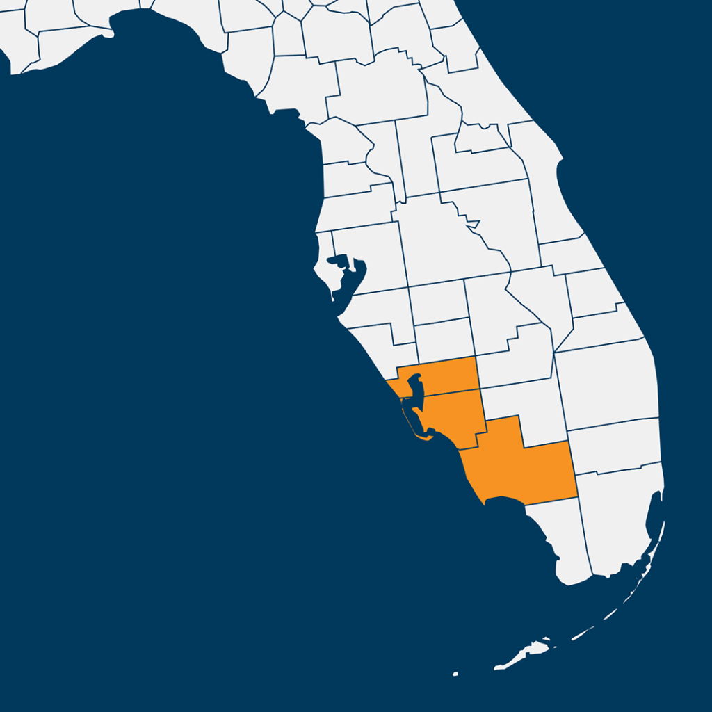 southwest florida map - disaster clean up